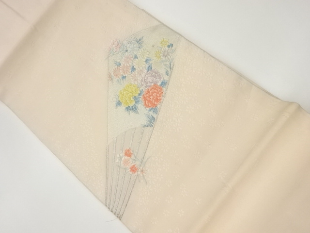 JAPANESE KIMONO / VINTAGE NAGOYA OBI / WOVEN FOLDING FAN PATTERN